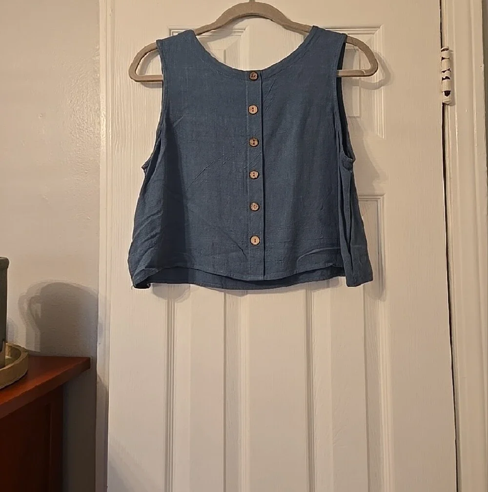 Women's Light Blue Sleeveless Matching Set